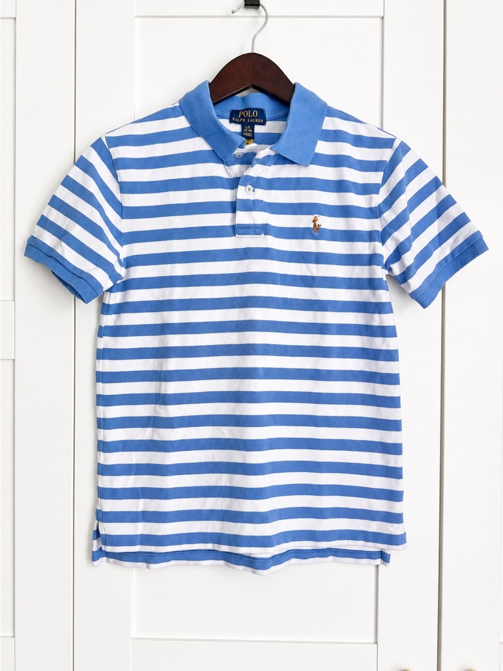 Polo by Ralph Lauren Classic Striped Polo Light Blue & White Boys 14-16 Golf